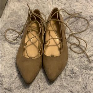 Chinese Laundry Tan Suede Lace Up Flats
